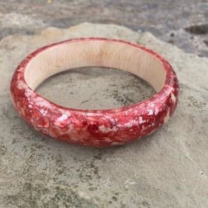 Red Marble Pattern Bangle Bracelet